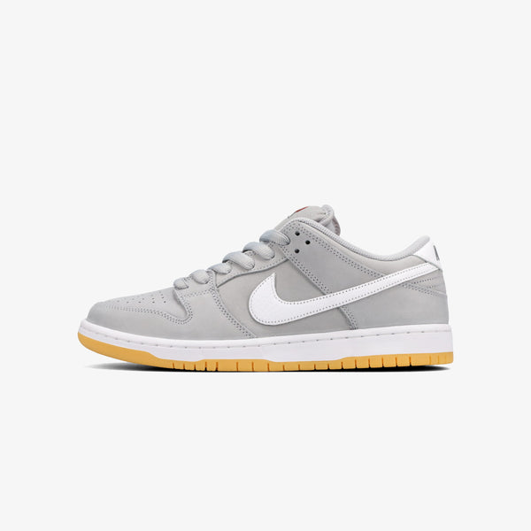 NIKE SB DUNK LOW PRO ISO WOLF GRAY/WHITE/GUM LIGHT BROWN/PURE PLATINUM/SAFETY ORANGE