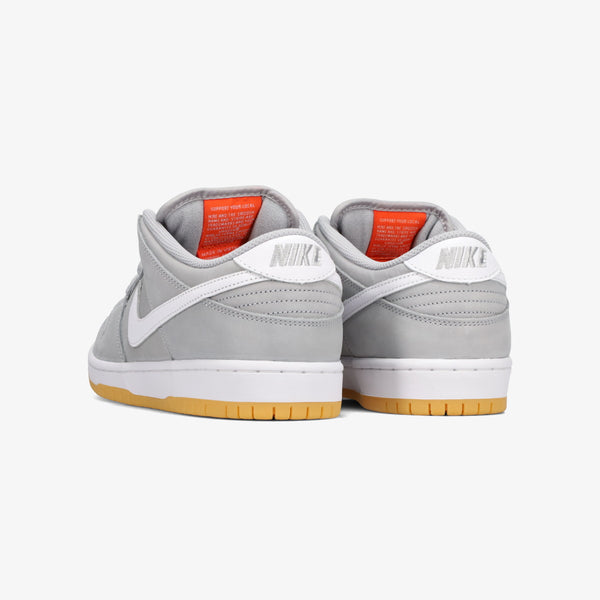 NIKE SB DUNK LOW PRO ISO WOLF GRAY/WHITE/GUM LIGHT BROWN/PURE PLATINUM/SAFETY ORANGE