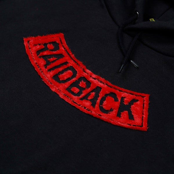 raidback fabric "Big Arch" Faux Fur Hoodie BLACK/RED