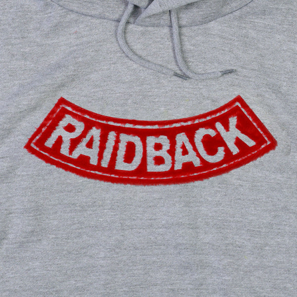 raidback fabric "Big Arch" Faux Fur Hoodie GREY/RED