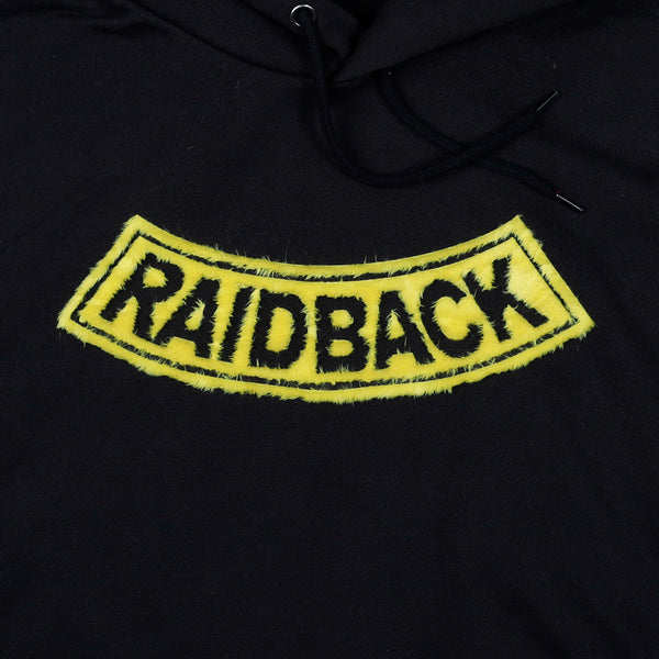 raidback fabric "Big Arch" Faux Fur Hoodie BLACK/YELLOW