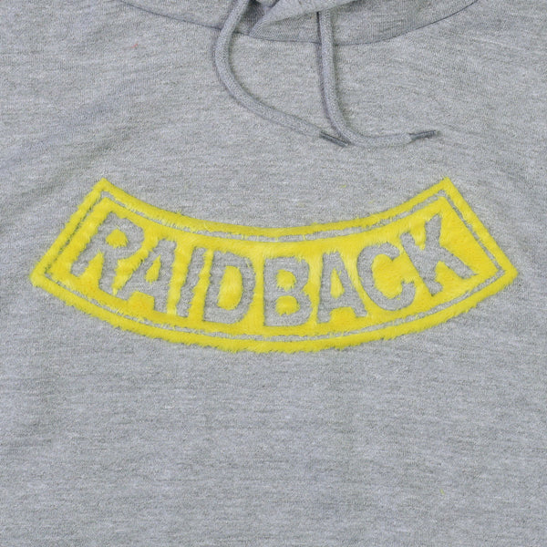raidback fabric "Big Arch" Faux Fur Hoodie GREY/YELLOW